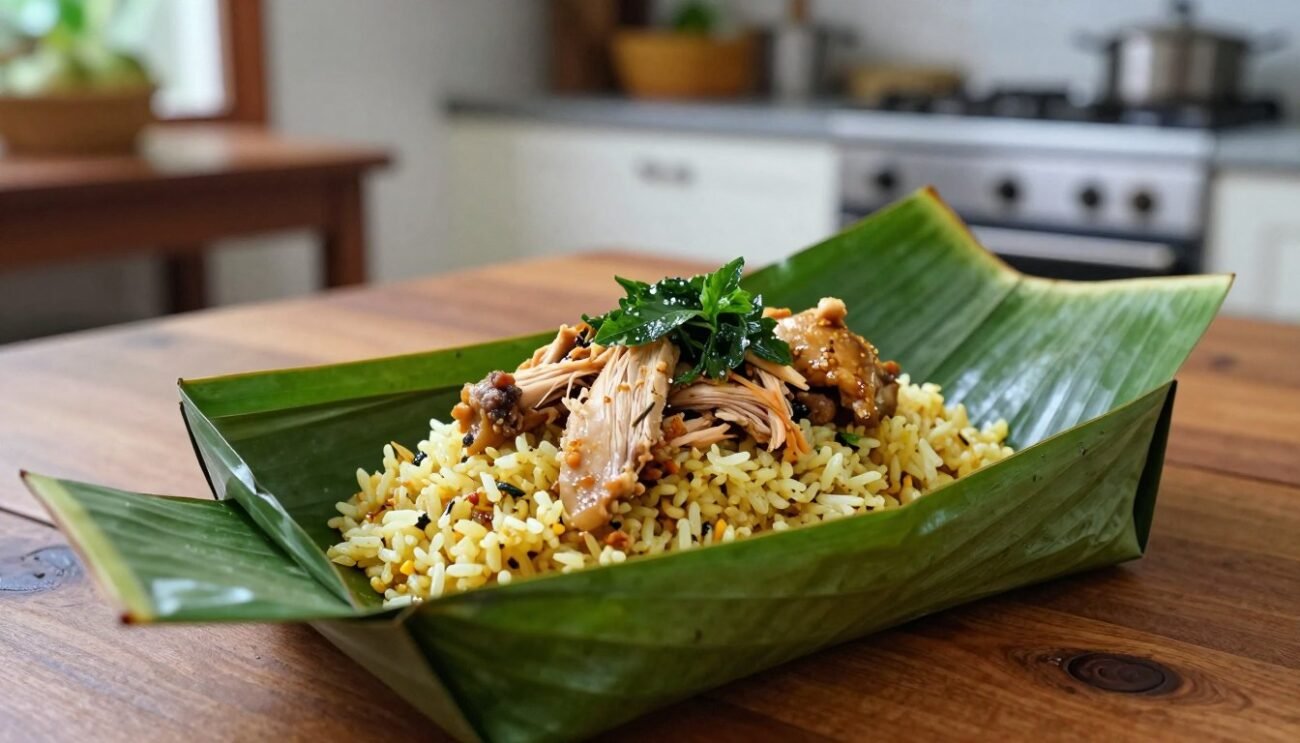 Nasi Bakar Ayam suwir