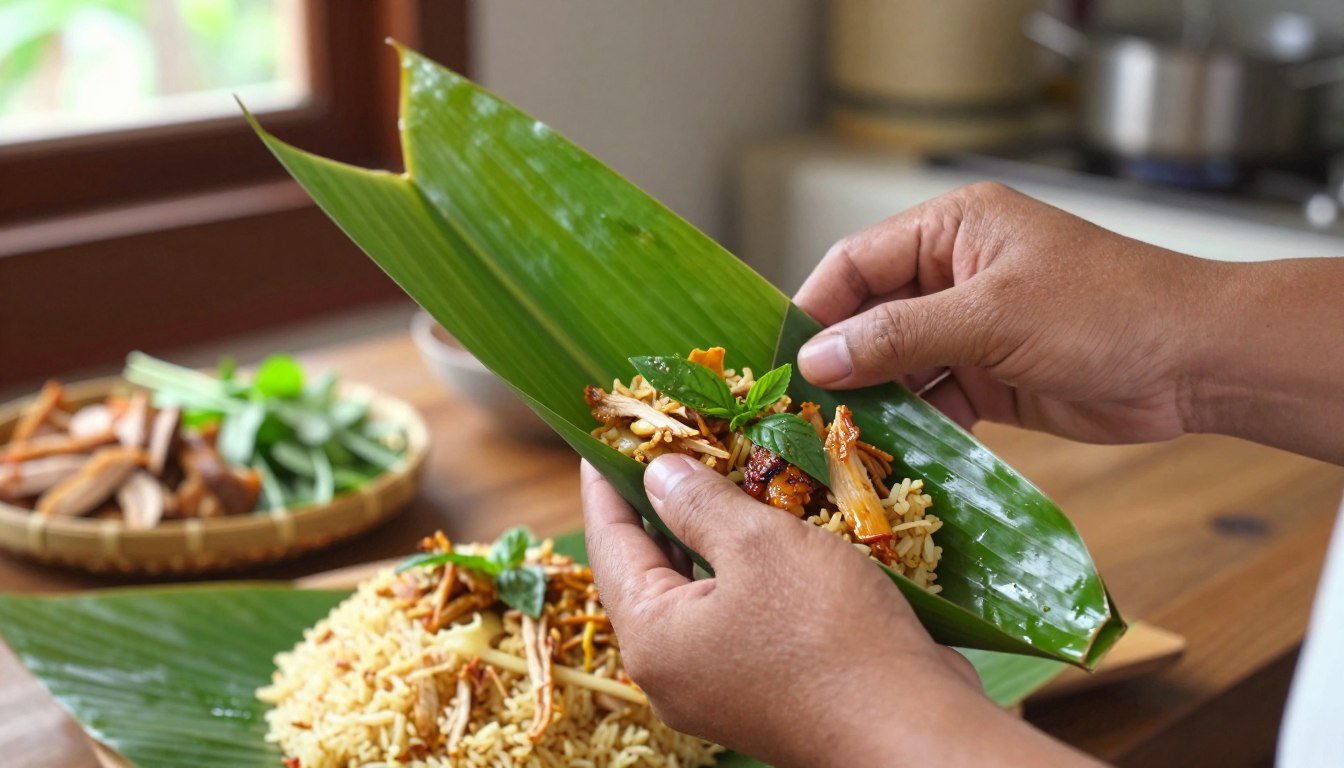 teknik membungkus nasi bakar dengan daun pisang teknik membungkus nasi bakar dengan daun pisang